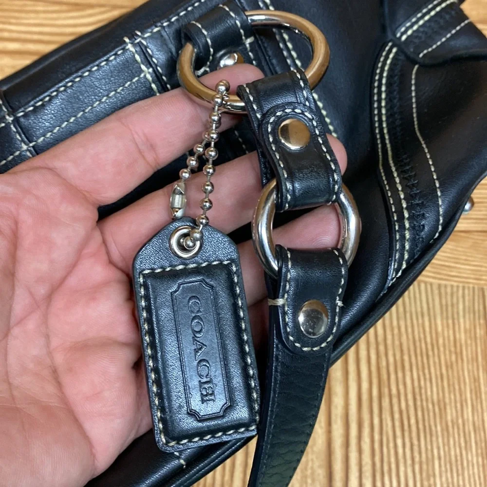 Coach vintage Black Leather Soho barrel Satchel EUC 9.9/10 carryall 💯🔥🗽🔥🔥🔥_8
